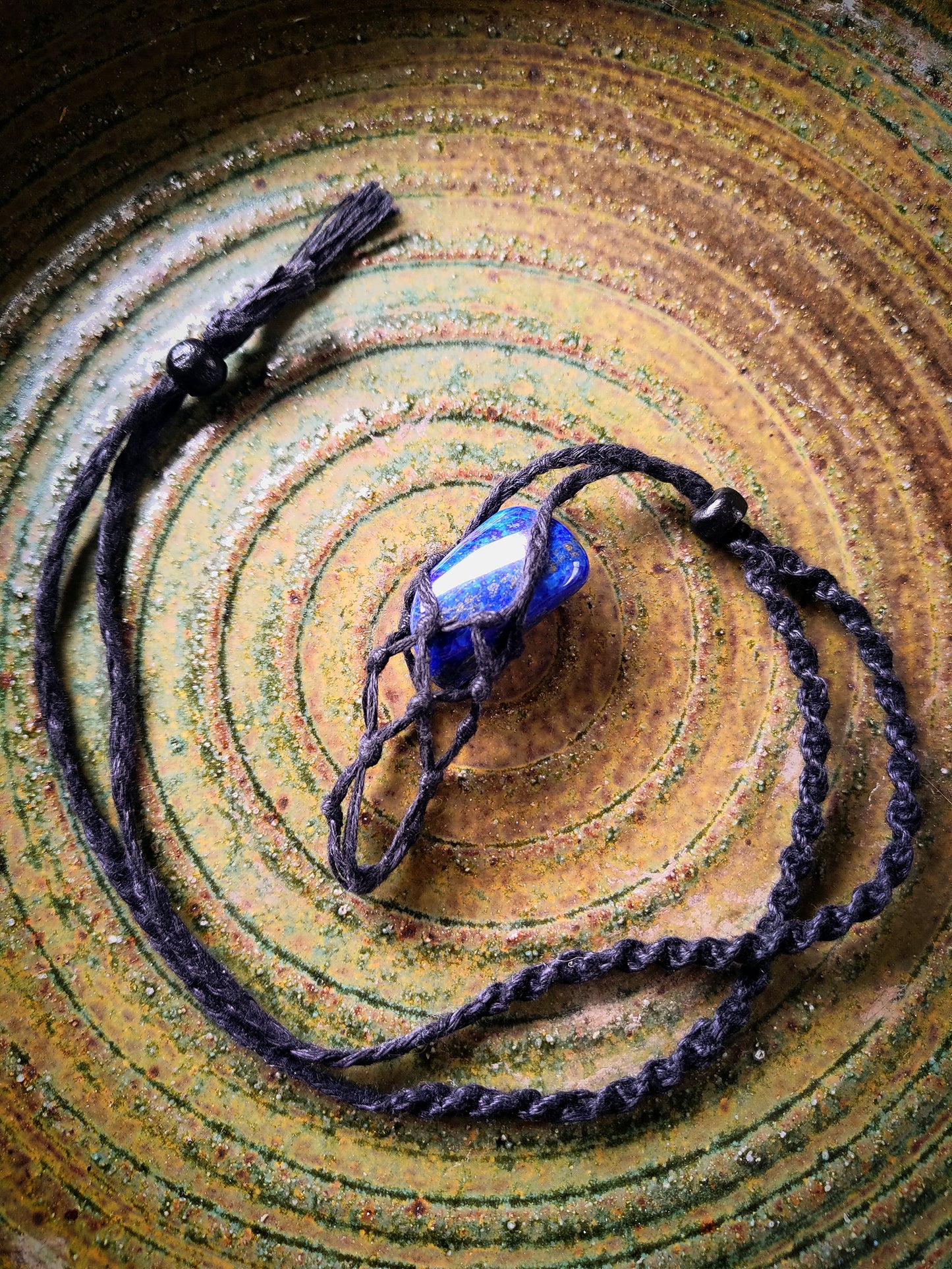 Macrame Gem Keeper Necklace.