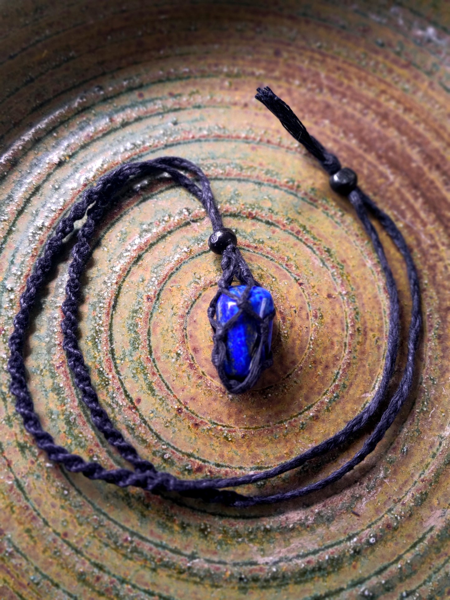 Macrame Gem Keeper Necklace.