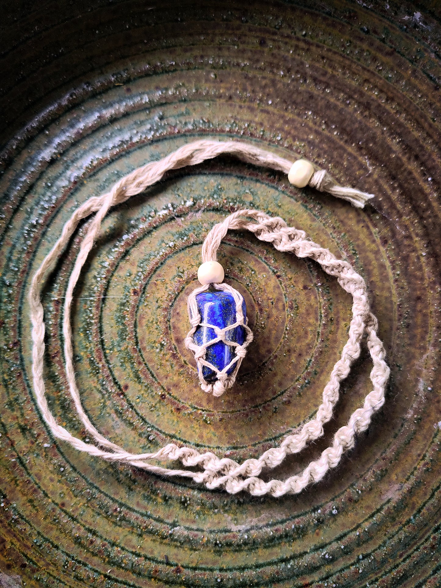 Macrame Gem Keeper Necklace.
