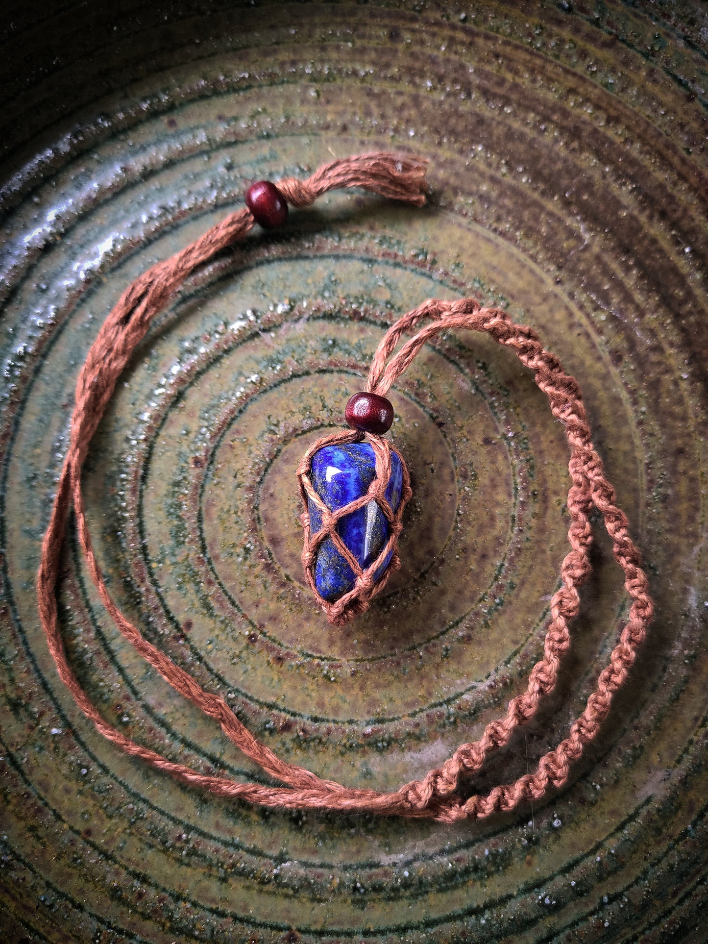 Macrame Gem Keeper Necklace.