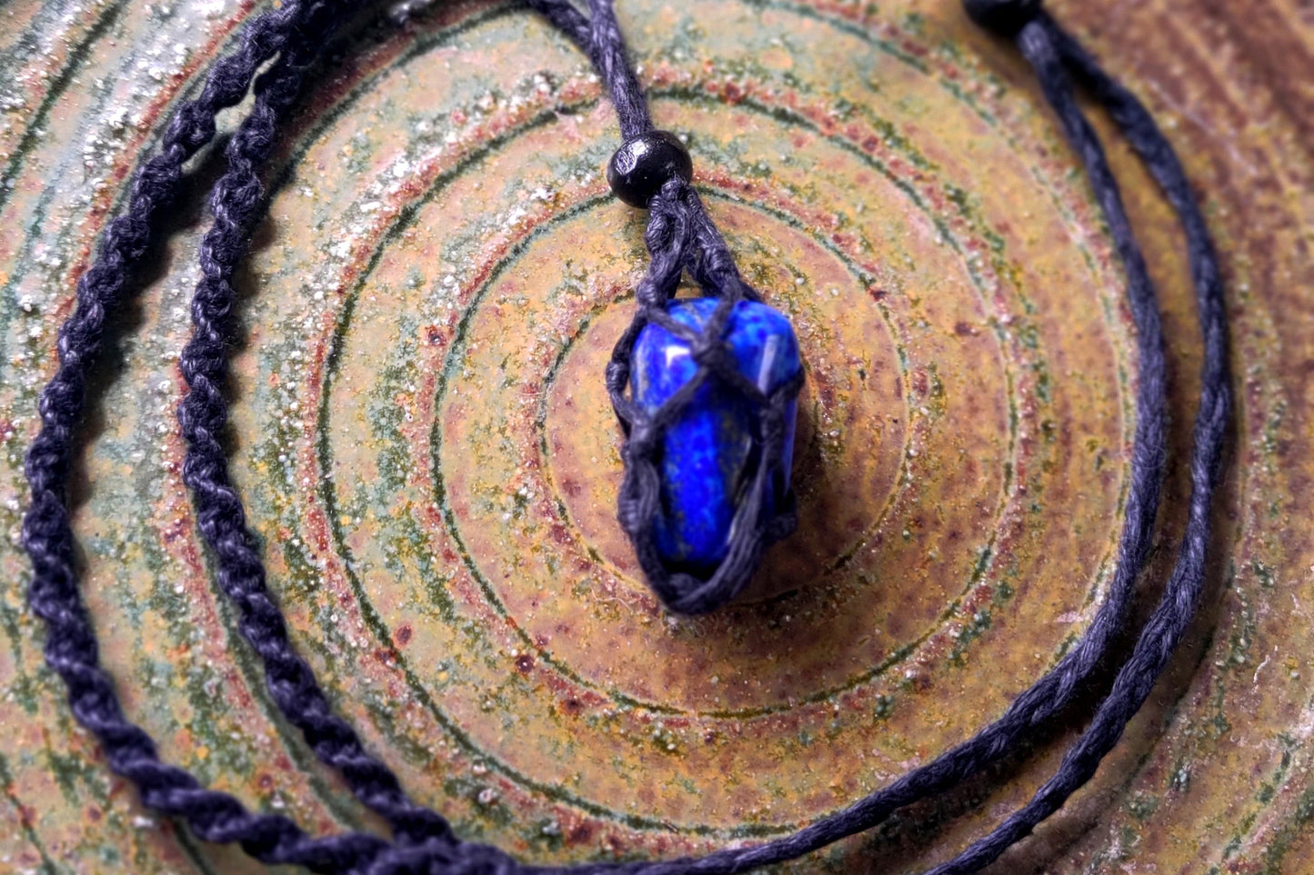 Macrame Gem Keeper Necklace.