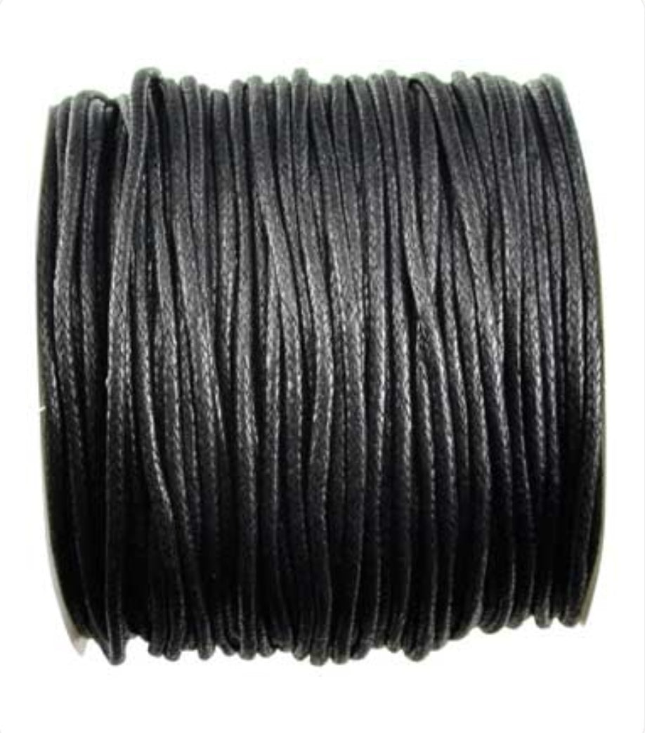 Black waxed cotton cord 100 meters 2mm